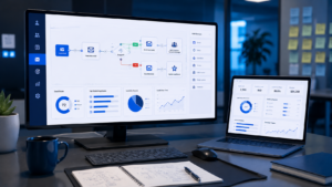 Automated marketing workflow with email automation, CRM integration, and lead nurturing