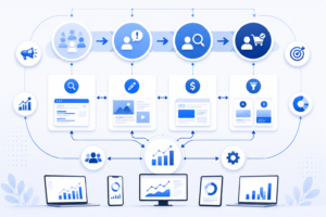 SEO, content marketing, paid advertising and CRO supporting the customer journey.