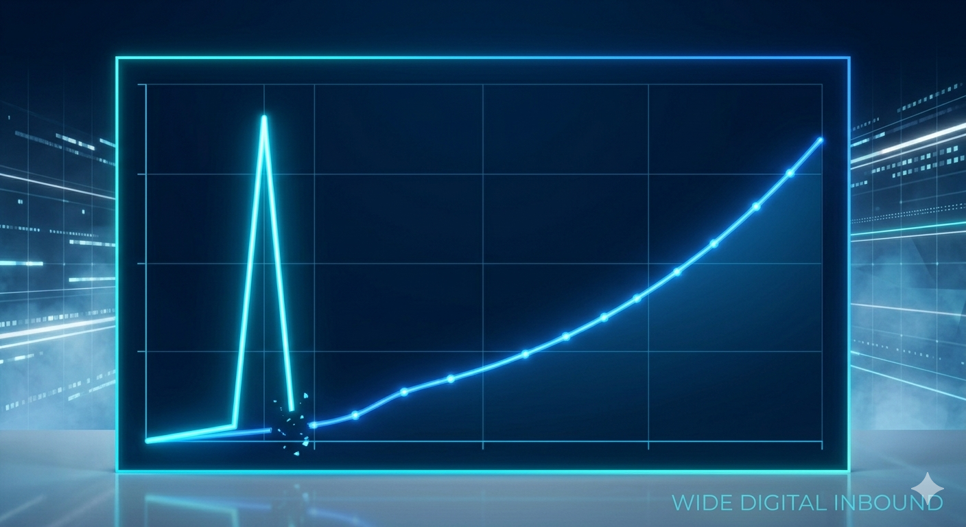 رسم بصري يوضح الفرق بين النمو السريع غير المستقر والنمو المستدام طويل المدى