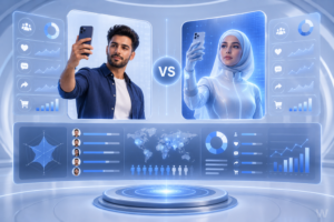 Comparison between traditional influencers and AI digital influencers