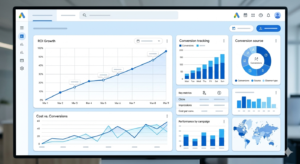 Google Ads ROI optimization dashboard illustration