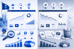 Comparison between effective and ineffective content marketing practices.