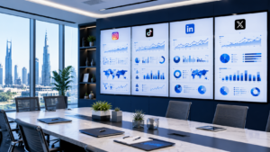 Business evaluation process for selecting a social media management company.