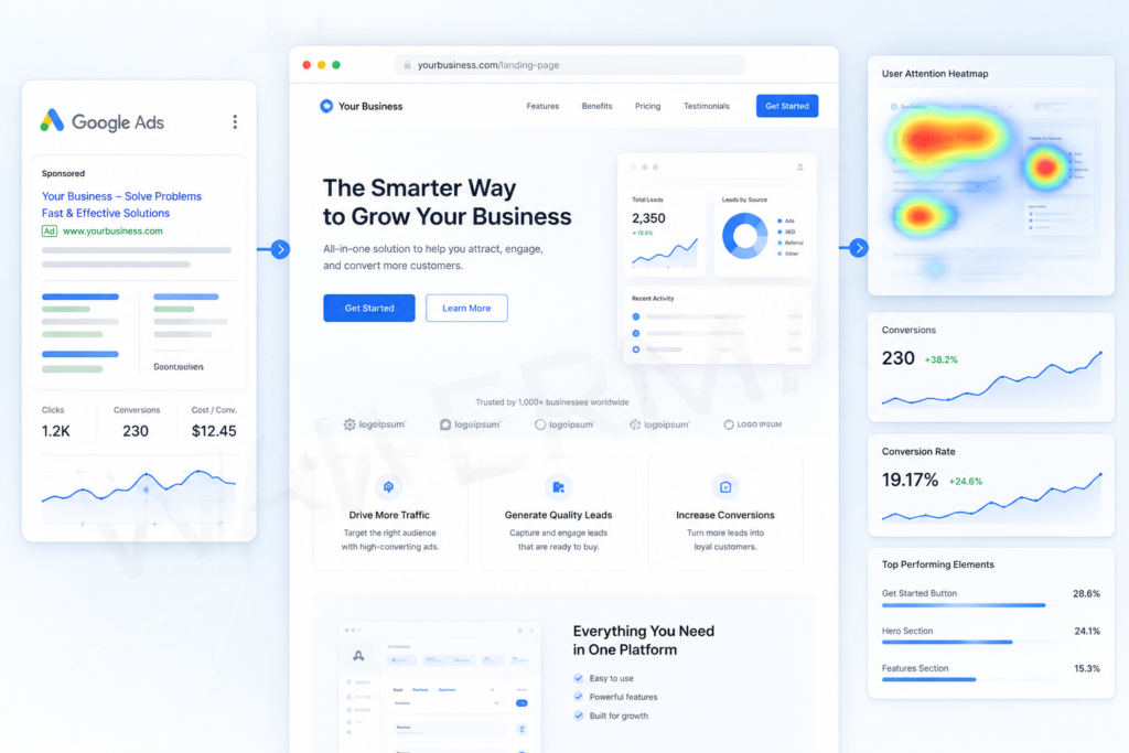تحسين صفحات الهبوط لزيادة التحويلات من حملات Google Ads